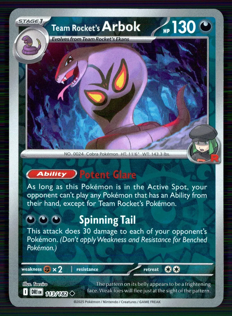 Team Rocket's Arbok Destined Rivals #113